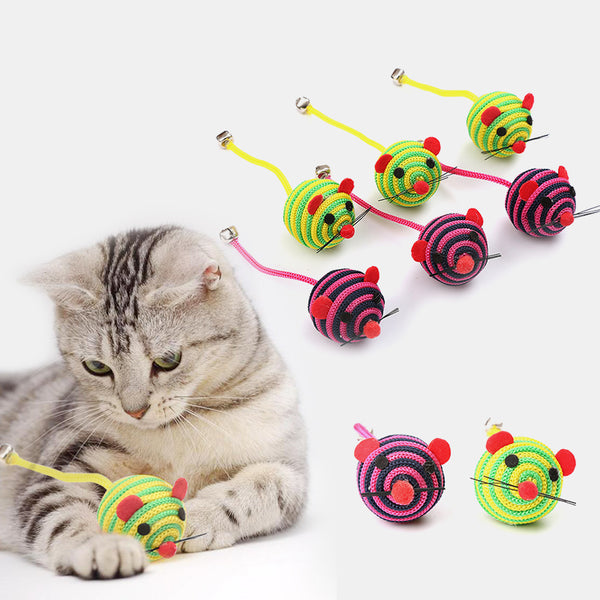 2pcs Pet Cartoon Mouse Cat Kitten Nylon Rope Ball Toy