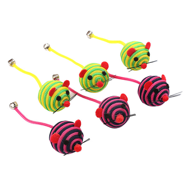 2pcs Pet Cartoon Mouse Cat Kitten Nylon Rope Ball Toy