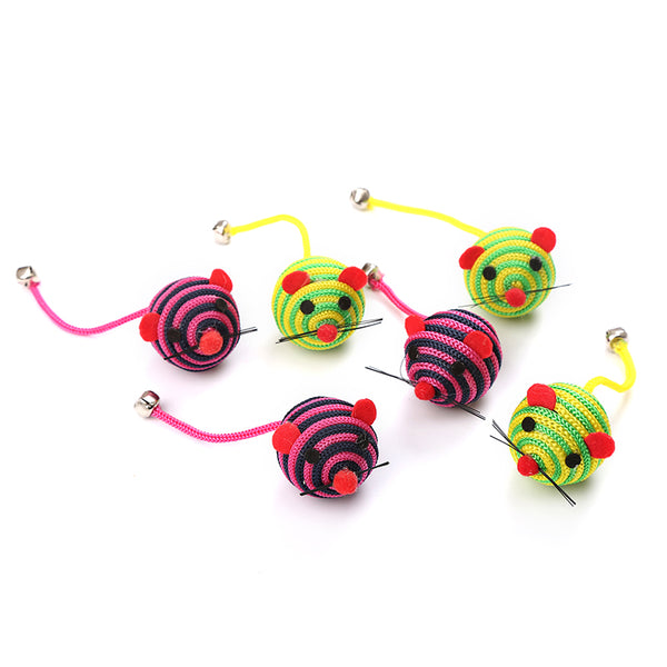 2pcs Pet Cartoon Mouse Cat Kitten Nylon Rope Ball Toy
