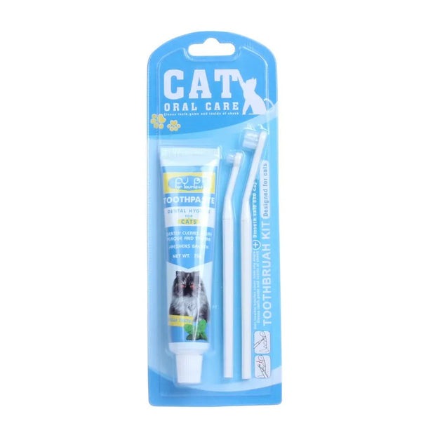 Pet Cat Kitten Tooth Paste Vanilla Flavor With Tooth Brush For Healthy Teeth Oral Care Removes Pet Stains Whiten