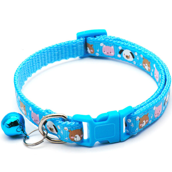 Adjustable Cat Nylon Neck Collar With Regular Bell Pet Print