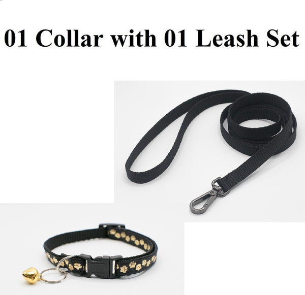 Golden Paw Small Breed Pet Nylon Neck Collar Bell with Leash