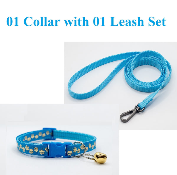 Golden Paw Small Breed Pet Nylon Neck Collar Bell with Leash