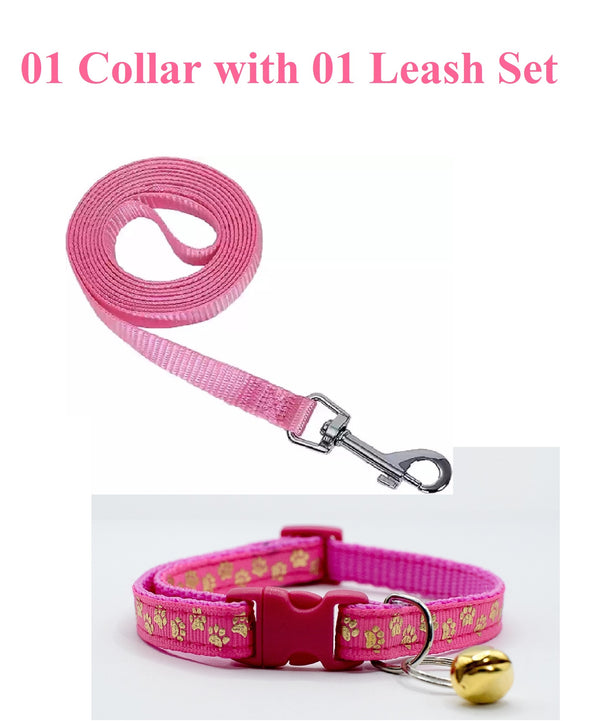 Golden Paw Small Breed Pet Nylon Neck Collar Bell with Leash