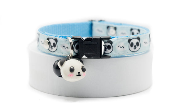 Cat Kitten Pet Neck Collar Panda Face Pendant Premium Quality Nylon with Bell