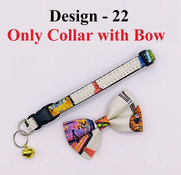 Pet Nylon Hand Made Bow Neck Collar with Bell Kitten Fabric Cat