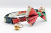 Cat Pet Kitten Nylon Hand Made Fabric Bow Neck Collar with Bell