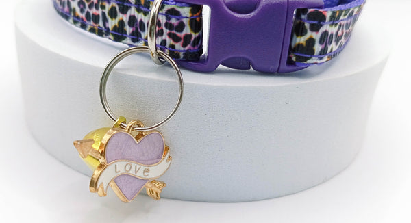 Cat Kitten Pet Leopard Neck Collar with Heart Pendant