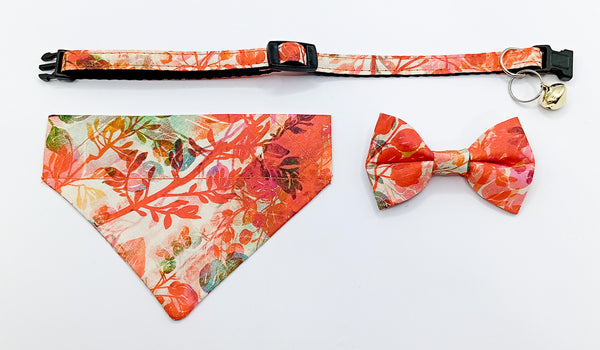 Cat Kitten Nylon Floral Style Hand Made Scarf Bow Neck Collar with Bell