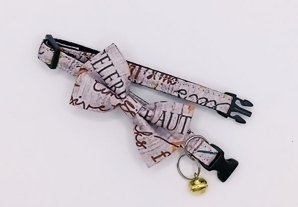 Cat Pet Kitten Nylon Hand Made Bow Neck Collar with Bell Fabric