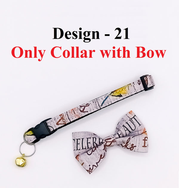 Cat Pet Kitten Nylon Hand Made Bow Neck Collar with Bell Fabric