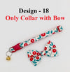 Kitten Hand Made Fabric Bow Neck Collar With Golden Bell Cat Pet