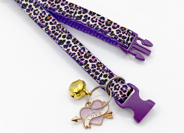 Cat Kitten Pet Leopard Neck Collar with Heart Pendant