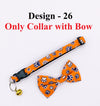 Cat Kitten Fabric Paw Pattern Nylon Hand Made Bow Neck Collar with Bell