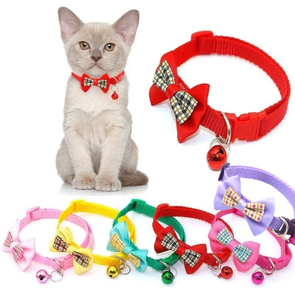 Bow Style Cat Kitten Neck Collar With Bell