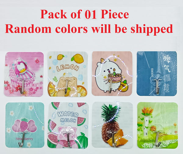 Self Adhesive Hooks Printed Holder Door Kitchen Tile Bath Keys Home Organizers