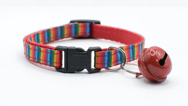 Multicolor Pet Cat Kitten Hand Made Adjustable Neck Collar with Big Bell