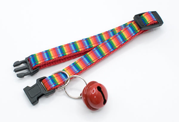 Multicolor Pet Cat Kitten Hand Made Adjustable Neck Collar with Big Bell