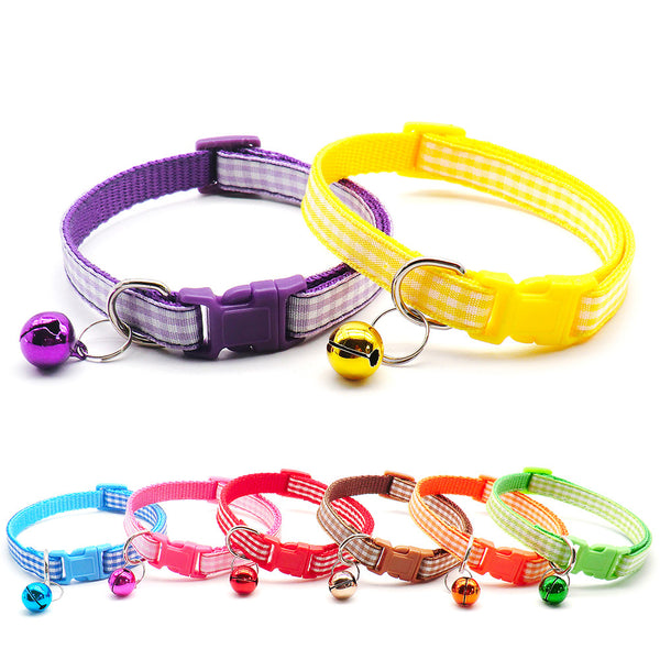 Polyester Adjustable Pet Cat Kitten Nylon Neck Collar With Regular Bell