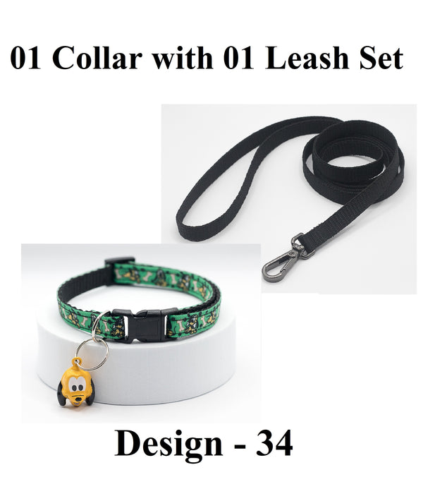 Disney Pluto Cartoon Bell with cat Kitten Pet Neck Collar and Leash