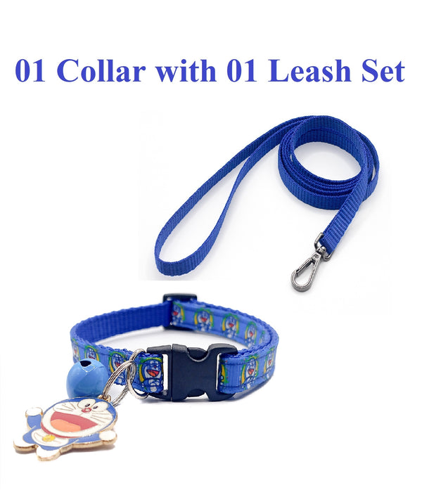 Doraemon Pendant Cat Neck Collar and Leash Blue Buckle with Bell