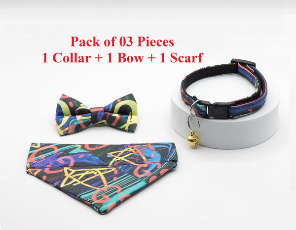 Cat Kitten Scarf Hand Made Bow Neck Collar With Golden Bell
