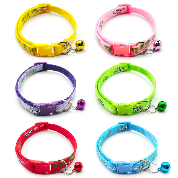 Dog Pattern Adjustable Pet Cat Kitten Neck Collar With Regular Bell