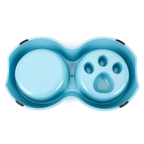 Paw Design Dual Feeding Bowl Stainless Steel And Plastic Material