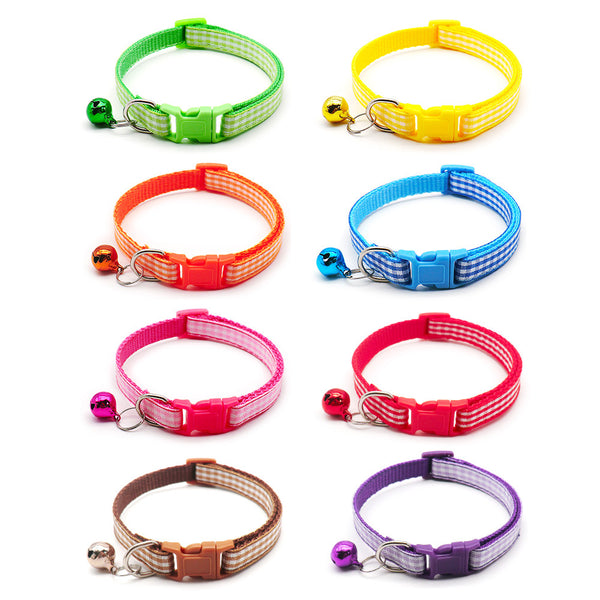Polyester Adjustable Pet Cat Kitten Nylon Neck Collar With Regular Bell