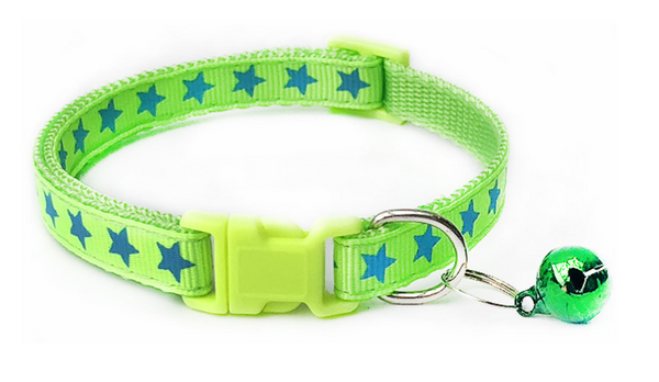 Star Pattern Adjustable Pet Cat Neck Collar With Regular Bell Kitten Nylon