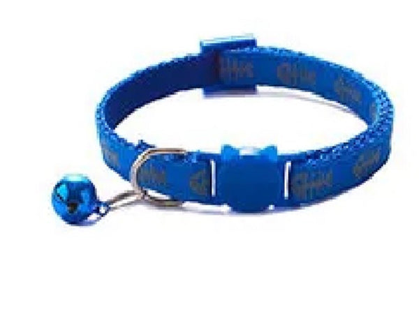 Kitten Adjustable Pet Cat Nylon Neck Collar With Regular Bell Fish Print