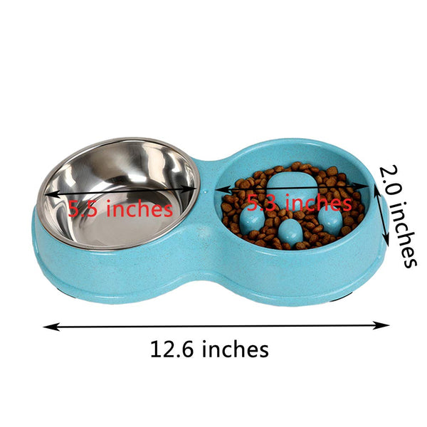 Paw Design Dual Feeding Bowl Stainless Steel And Plastic Material