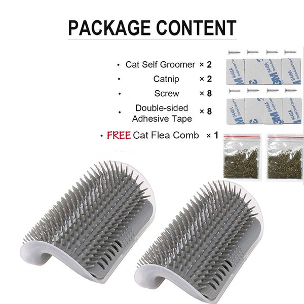 Pet Cat Self Groomer with Catnip Wall Corner Massager Comb Brush