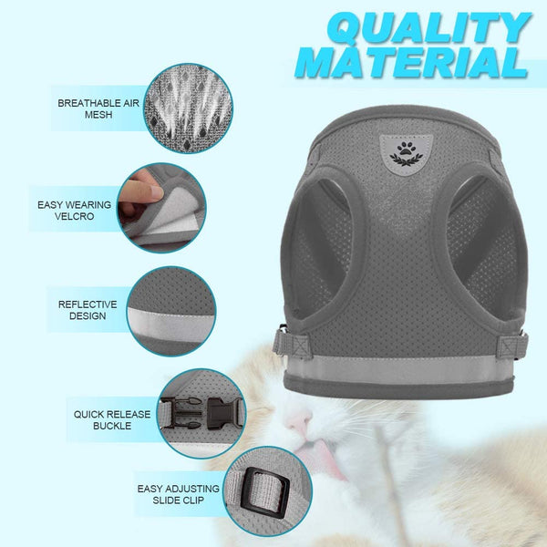 Mesh Harness with Leash Strap Pet Cat Dog Puppy Reflective Nylon