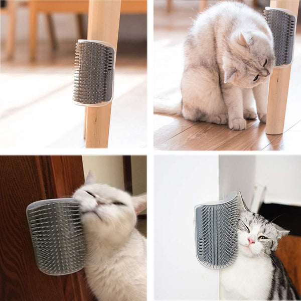 Pet Cat Self Groomer with Catnip Wall Corner Massager Comb Brush