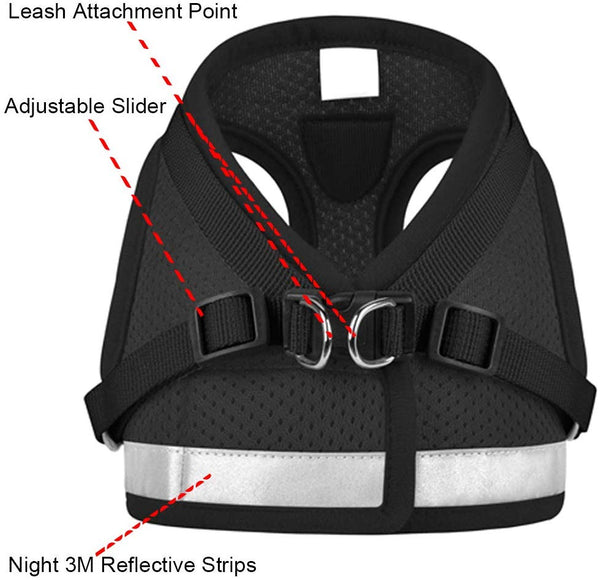 Mesh Harness with Leash Strap Pet Cat Dog Puppy Reflective Nylon