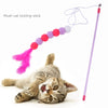 Furry Balls Cat Plastic Teaser Stick with Elastic Rope Kitten Toy