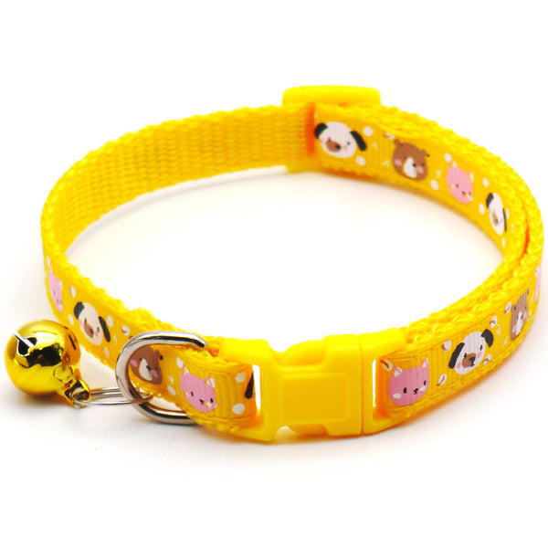 Adjustable Cat Nylon Neck Collar With Regular Bell Pet Print