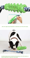 Dog Chew Teether Grooming Bone Dental Molar Stick With Rope Rubber Bite Silicone Brush