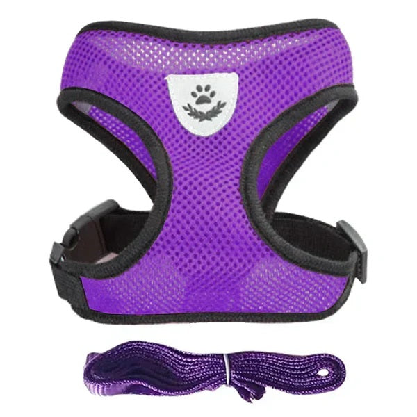 Pet Cat Dog Puppy Breathable Nylon Mesh Harness with Leash Strap