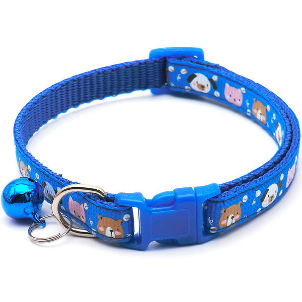 Adjustable Cat Nylon Neck Collar With Regular Bell Pet Print