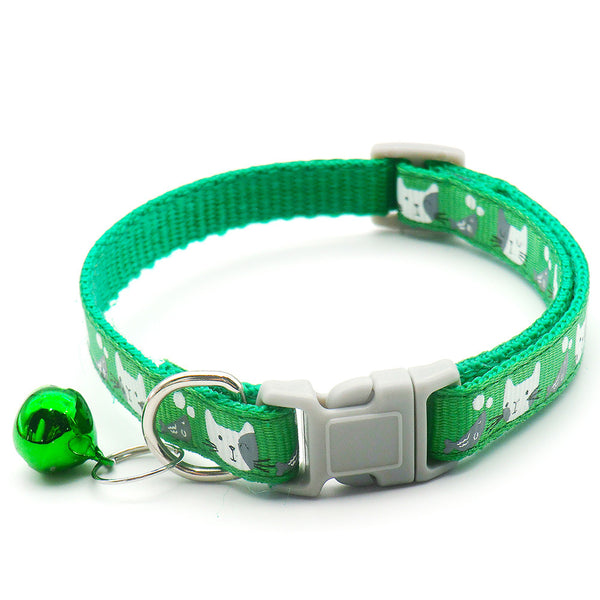 Adjustable Cat Face Nylon Neck Collar with Regular Bell
