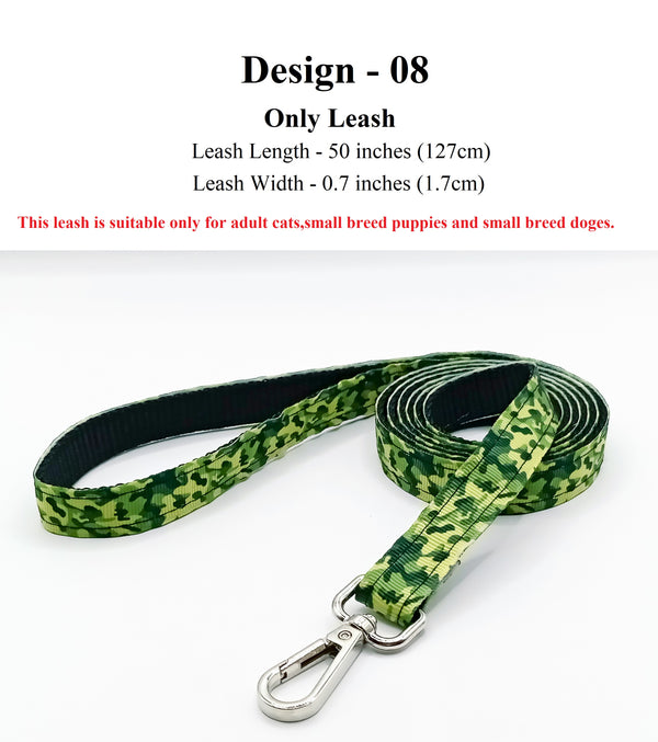 Army Printed Pet Cat Hand Made Leash with Steel Hook Small Breed Dogs