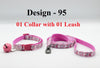 Pet Cat Kitten Adjustable Neck Kitty Pattern Bell Leash with Collar