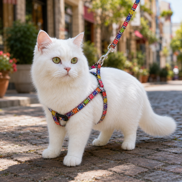 Small Breed Dog Cat Pet Walking Soft Nylon Harness with Leash