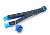 Multi Paw Pattern Pet Cat Kitten Hand Made Adjustable Neck Collar with Blue Big Bell