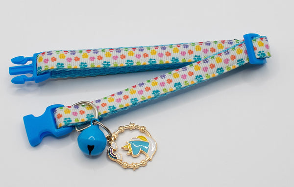 Kitten Cat Adjustable Neck Collar Sky Blue Buckle with Beautiful Pendant