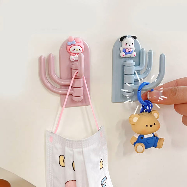 Cartoon Self Adhesive Hooks Door Kitchen Tile Bath Keys Holder Home Organizers