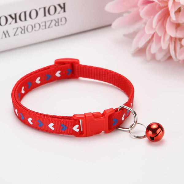 Cat Kitten Neck Collar with Cute Bell Heart Pattern