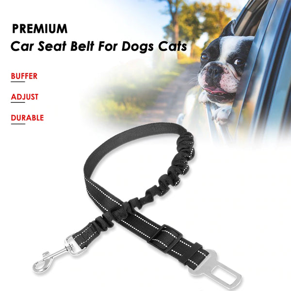 Car Seat Belt Dog Leash Cushioning Elastic Reflective Safety Vehicle Rope